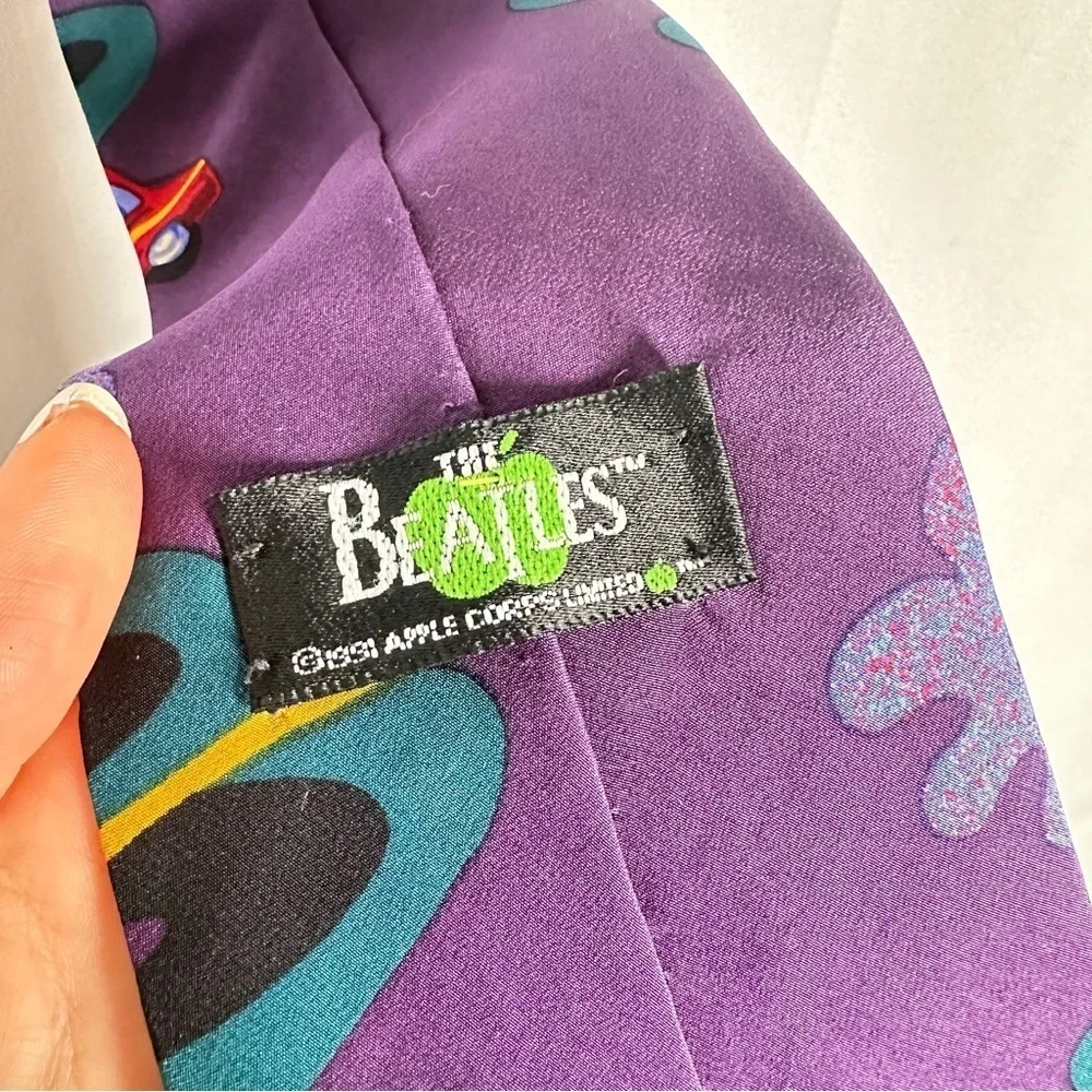 The Beatles Silk Tie Drive My Car 1991 Manhattan Menswear Retro Vintage Purple